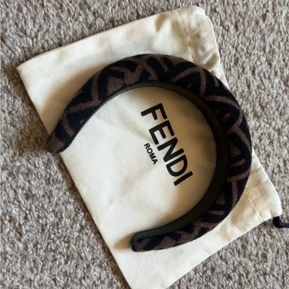 Fendi Fur Leopard Print Headband Brown - Picture 2 of 3